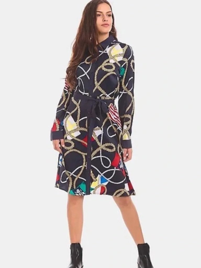 Nwt Tommy Hilfiger Womens Dress Rope Silky Navy Blue Pockets Size S